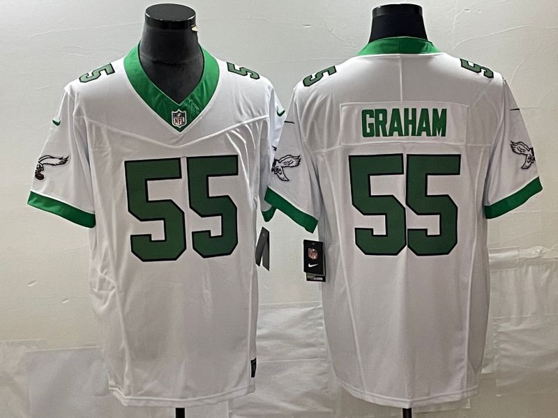 Men Philadelphia Eagles #55 Graham White Nike Throwback Vapor Limited NFL Jersey